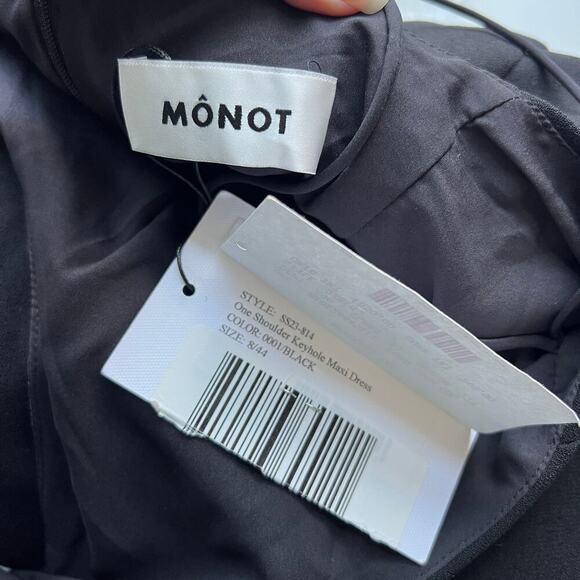 $1395 NWT Monot Black One Shoulder Cut Out Formal Gown Size 8 - Picture 6 of 7